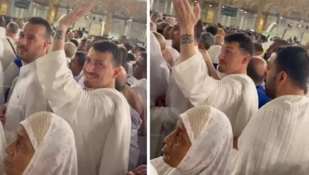 Mert Hakan Yandaş'ı umre ziyaretinde gören bir kişi yaptığıyla pes dedirtti